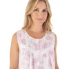 Slenderella Nighties | 42" Shadow Leaf Floral Sleeveless Cotton Nightie - Pink