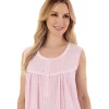 Slenderella Nighties | 42" Sleeveless Seersucker Nightie - Pink