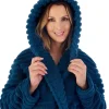 Slenderella Dressing Gowns | 46" Teddy Fleece Hooded Dressing Gown - Teal