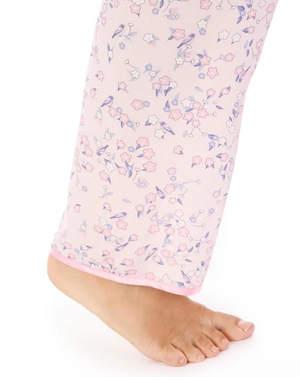 Slenderella Pyjamas | Blossom Print Short Sleeve Woven Pyjamas - Pink