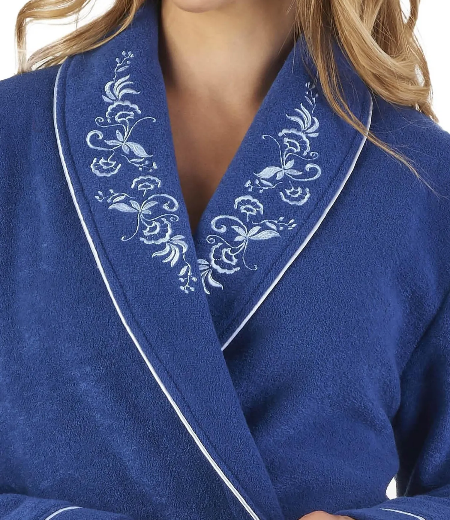 slenderella_boucle_fleece_0-11.webp Slenderella Dressing Gowns | Boucle Fleece Dressing Gown - Navy