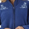 Slenderella Dressing Gowns | Boucle Fleece Zip Dressing Gown - Navy