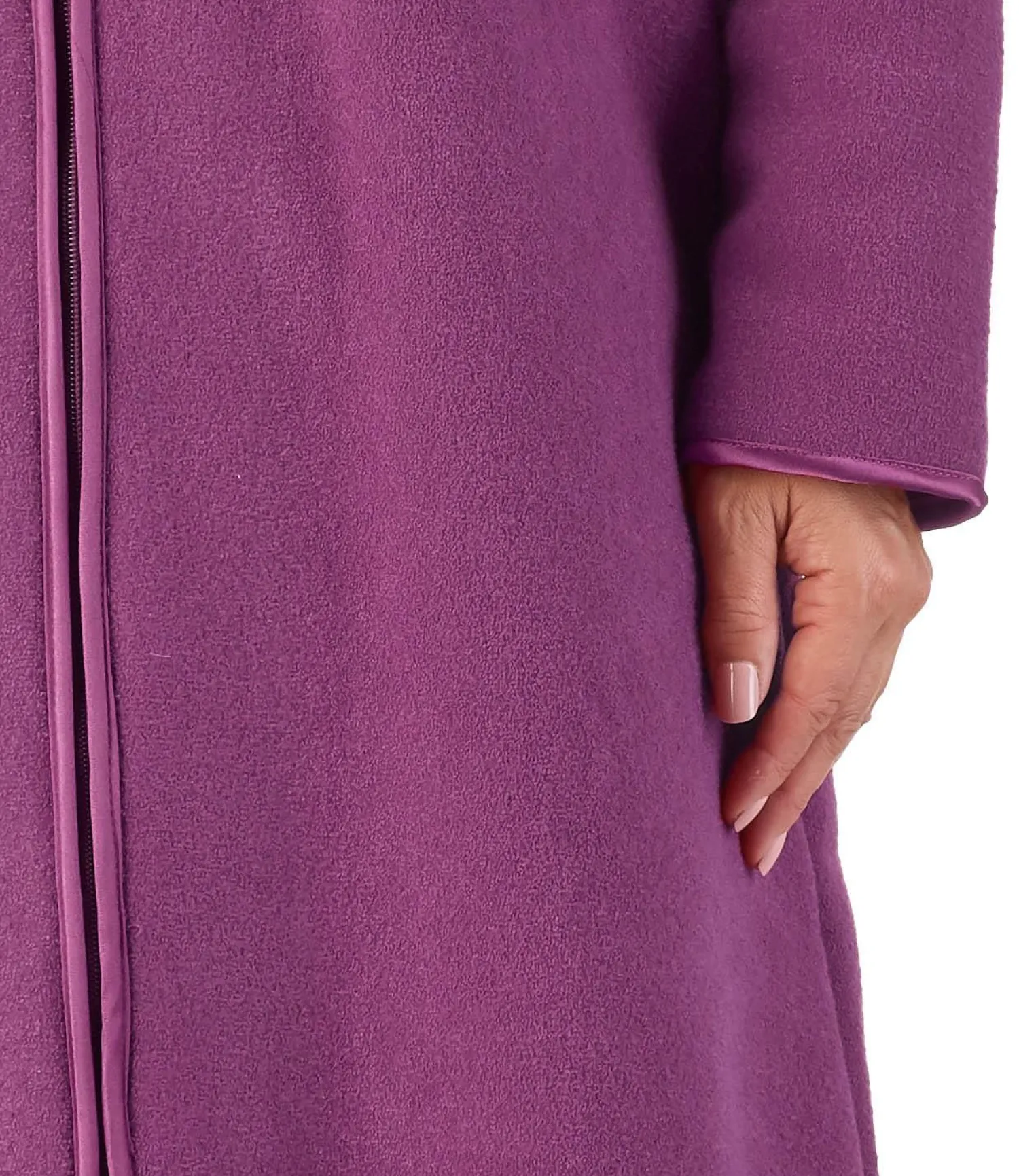 slenderella_boucle_fleece_2-2.webp Slenderella Dressing Gowns | Boucle Fleece Zip Dressing Gown - Plum