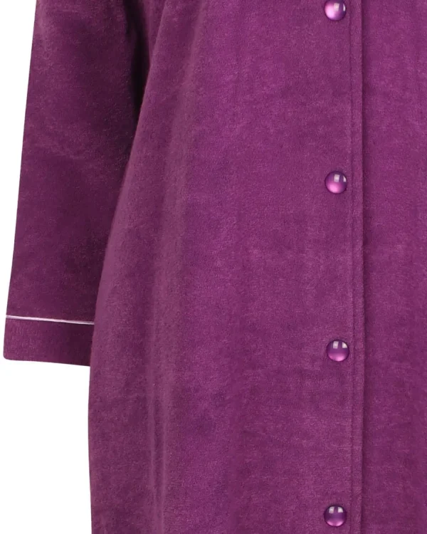 Slenderella Dressing Gowns | Boucle Fleece Button Dressing Gown - Plum