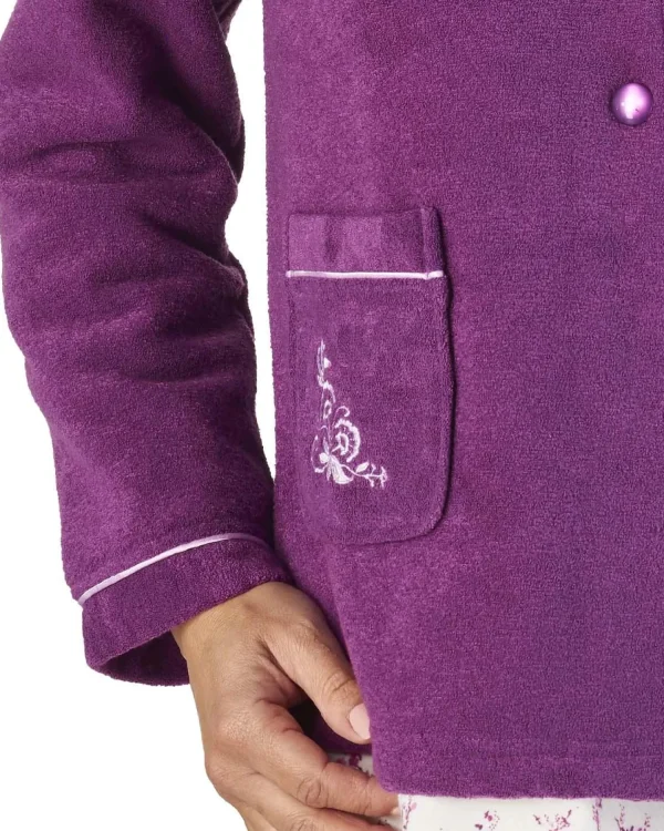 Slenderella Dressing Gowns | Boucle Fleece Bed Jacket - Plum