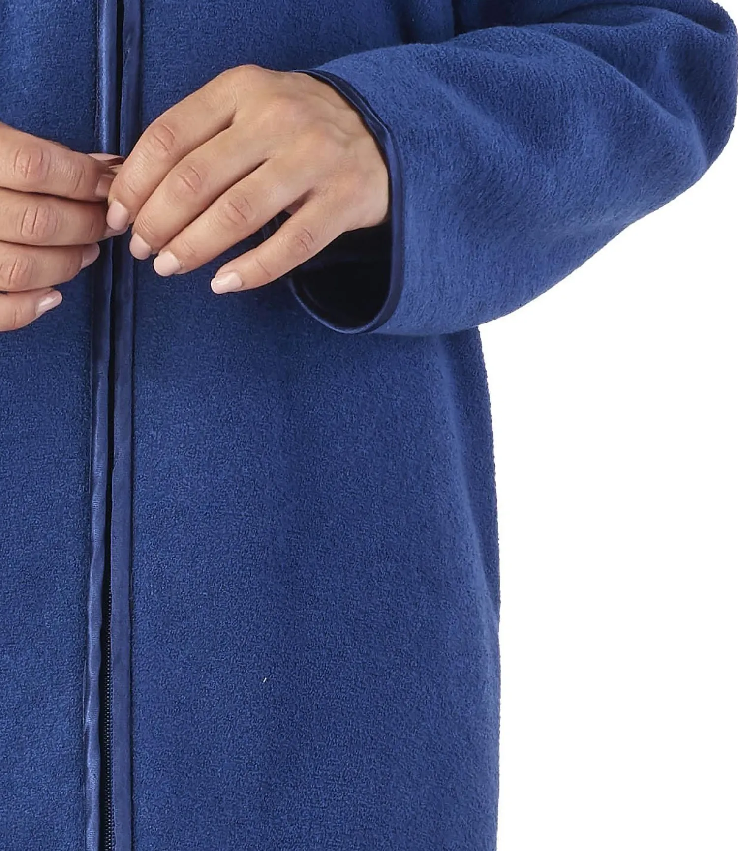 slenderella_boucle_fleece_2-6.webp Slenderella Dressing Gowns | Boucle Fleece Zip Dressing Gown - Navy