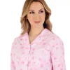 Slenderella Pyjamas | Brushed Tailored Button Pyjamas - Pink