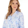 Slenderella Pyjamas | Brushed Tailored Button Pyjamas - Blue