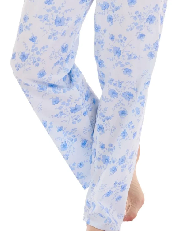Slenderella Pyjamas | Brushed Tailored Button Pyjamas - Blue