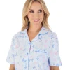 Slenderella Pyjamas | Butterfly Print Button Pyjamas - Blue