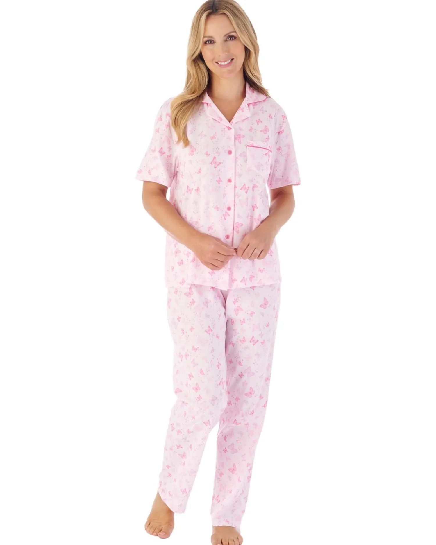 slenderella_butterfly_pri_1-1.webp Slenderella Pyjamas | Butterfly Print Button Pyjamas - Pink