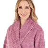 Slenderella Dressing Gowns | Chevron Fleece Wrap Dressing Gown - Mauve