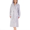 Slenderella Dressing Gowns | Chevron Fleece Hooded Dressing Gown - Grey