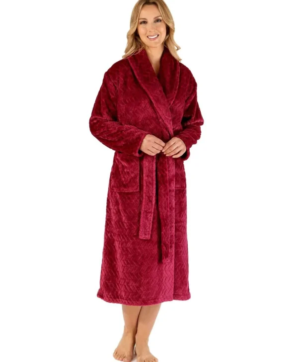 Slenderella Dressing Gowns | Chevron Wrap Dressing Gown - Raspberry