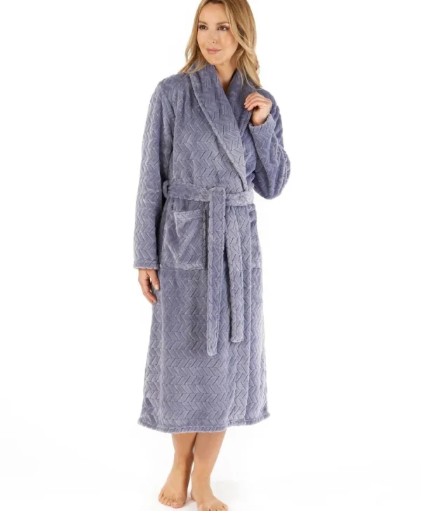 Slenderella Dressing Gowns | Chevron Wrap Dressing Gown - Grey