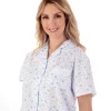 Slenderella Pyjamas | Ditsy Floral Tailored Woven Cotton Pyjamas - Blue