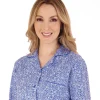 Slenderella Pyjamas | Ditsy Floral Jersey Tailored Pyjamas - Navy