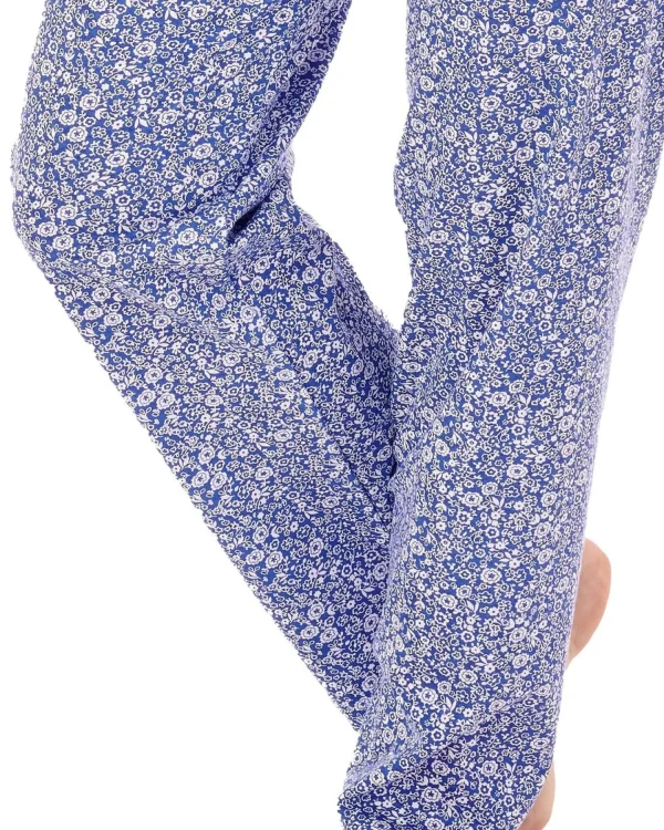Slenderella Pyjamas | Ditsy Floral Jersey Tailored Pyjamas - Navy