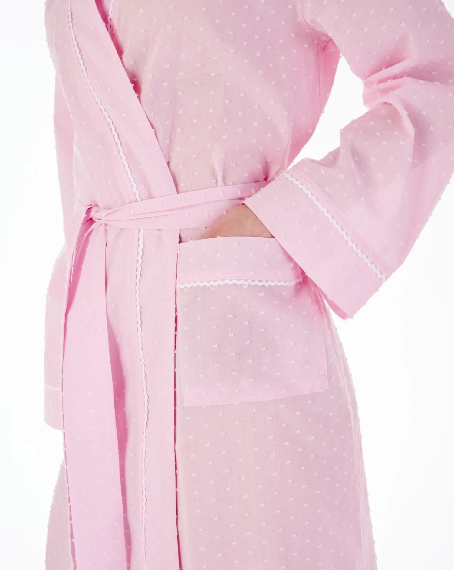 slenderella_dobby_dot__ki_2.webp Slenderella Dressing Gowns | Dobby Dot 45" Kimono Robe - Pink
