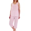 Slenderella Pyjamas | Dobby Dot Cropped Pyjamas - Pink