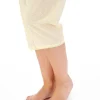Slenderella Pyjamas | Dobby Dot Cropped 100% Cotton Pyjamas - Lemon