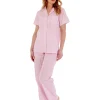 Slenderella Pyjamas | Dobby Dot Tailored Pyjamas - Pink