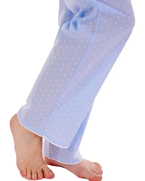 Slenderella Pyjamas | Dobby Dot Tailored Pyjamas - Blue
