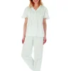 Slenderella Pyjamas | Embroidered Pintuck & Ruffle Woven Pyjamas - Mint