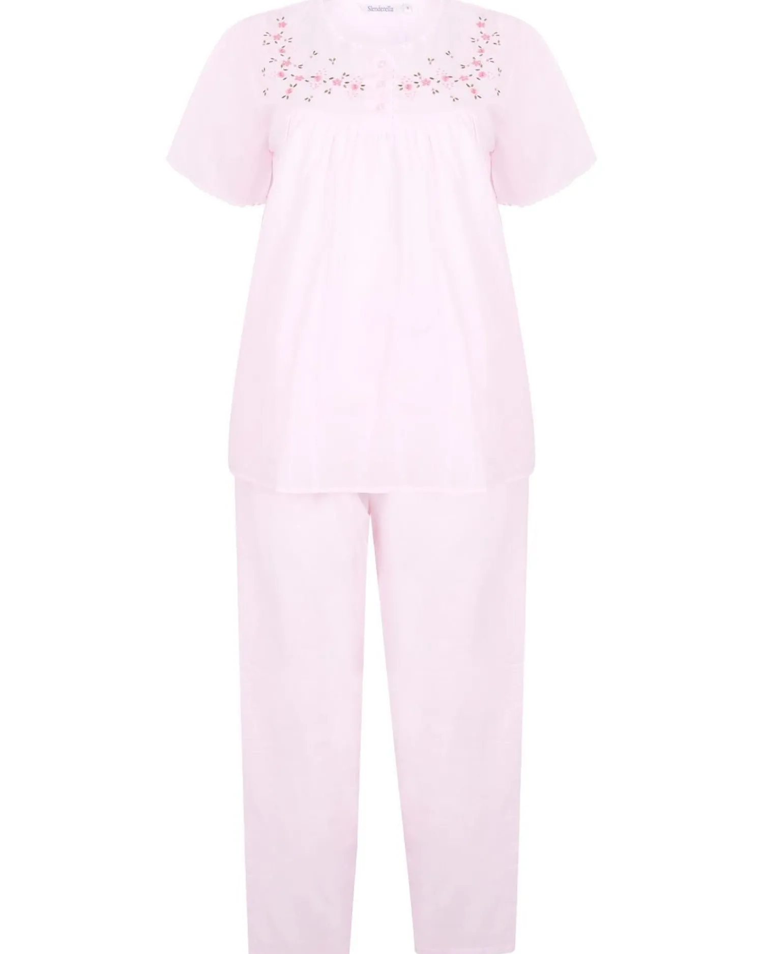 slenderella_embroidered_y_0-2.webp Slenderella Pyjamas | Embroidered Yoke Pyjamas - Pink