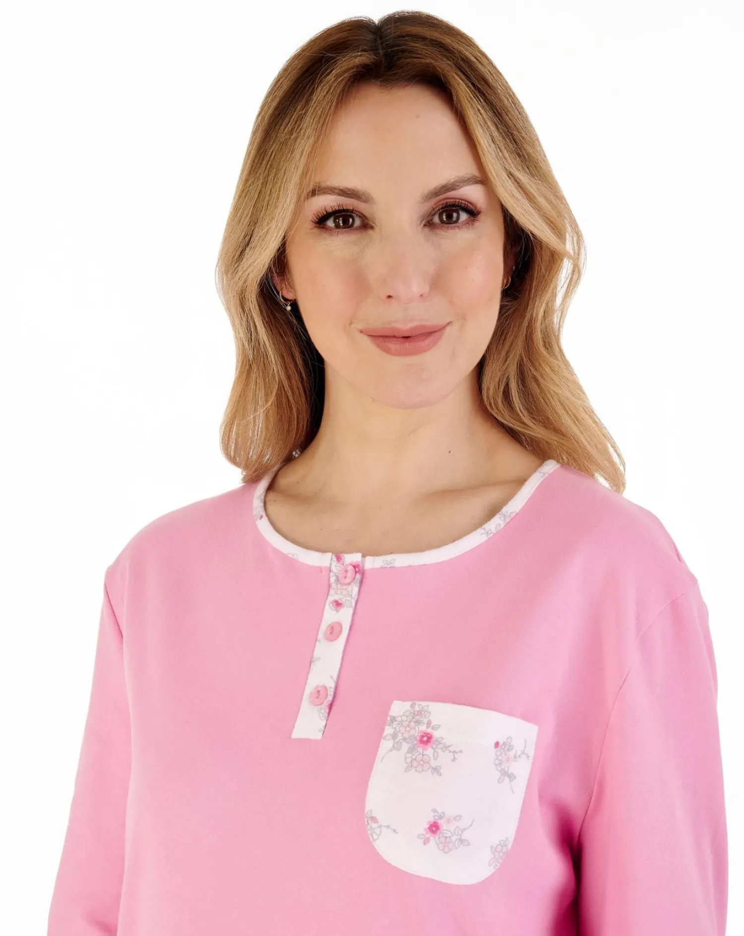 slenderella_flannel__inte_0.webp Slenderella Pyjamas | Flannel & Interlock Long Pyjamas - Pink