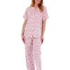 Slenderella Pyjamas | Floral Button Through Pyjamas - Pink