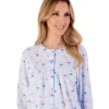 Slenderella Pyjamas | Floral Button Through Round Neck Pyjamas - Blue