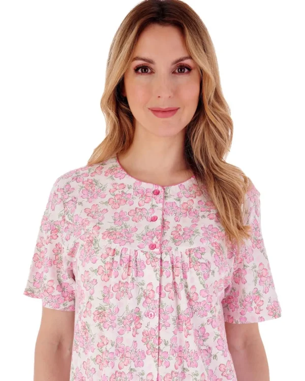 Slenderella Pyjamas | Floral Button Through Pyjamas - Pink