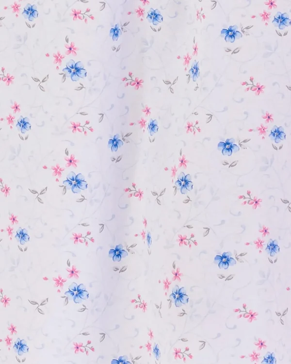 Slenderella Pyjamas | Floral Button Through Round Neck Pyjamas - Blue