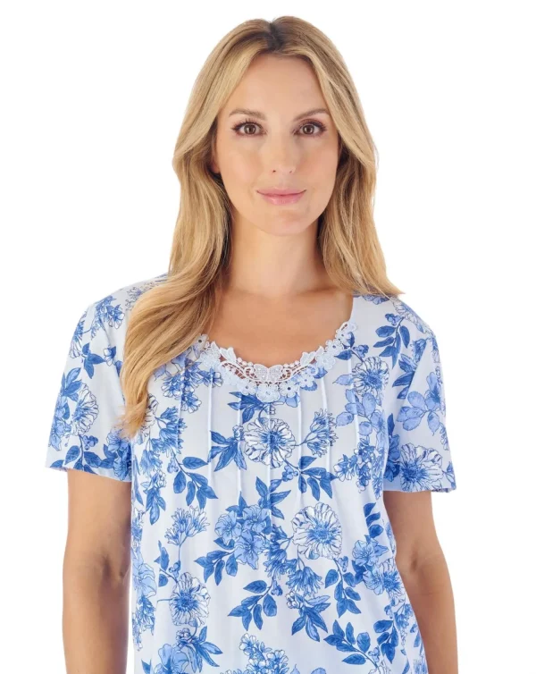 Slenderella Pyjamas | Floral Jersey Pyjamas - Blue