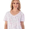 Slenderella Pyjamas | Floral Meadow V-Neck Short Sleeve Jersey Pyjamas - Pink