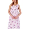 Slenderella Nighties | Floral Sleeveless Woven Nightdress - Lilac