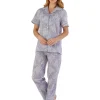 Slenderella Pyjamas | Floral Tailored Woven Pyjamas - Grey