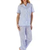Slenderella Pyjamas | Floral Tailored Woven Pyjamas - Blue