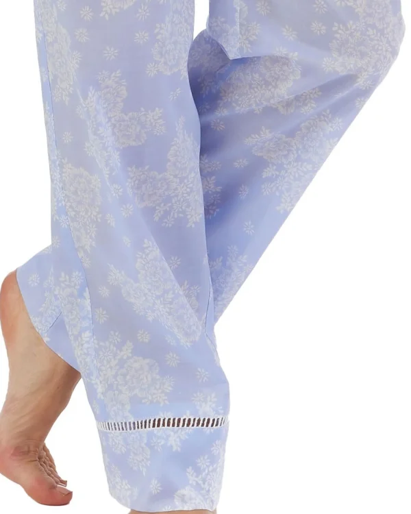 Slenderella Pyjamas | Floral Tailored Woven Pyjamas - Blue