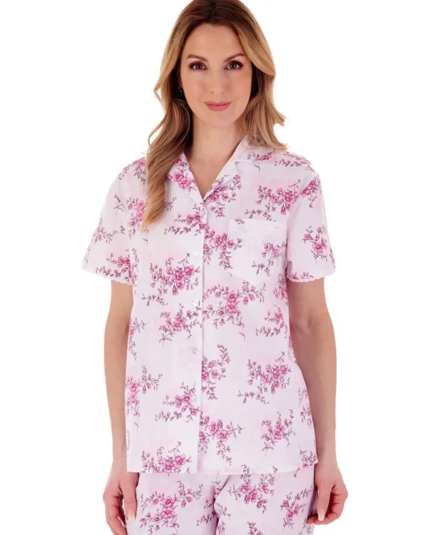 Slenderella Pyjamas | Floral Woven Pyjamas - Pink