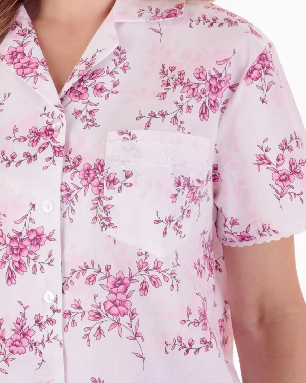 Slenderella Pyjamas | Floral Woven Pyjamas - Pink