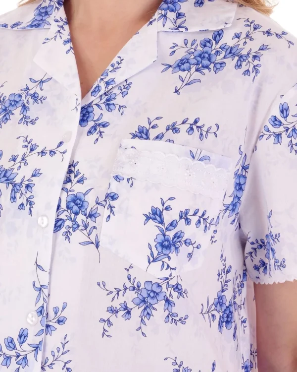 Slenderella Pyjamas | Floral Woven Pyjamas - Blue