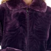 Slenderella Dressing Gowns | Fur Collar Embossed Zip Dressing Gown - Purple