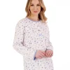 Slenderella Pyjamas | Long Sleeve Interlock Cotton Pyjamas - Blue