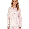 Slenderella Pyjamas | Long Sleeve Jersey Button Pyjamas - Ivory