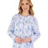 Slenderella Pyjamas | Long Sleeve Jersey Button Pyjamas - Blue