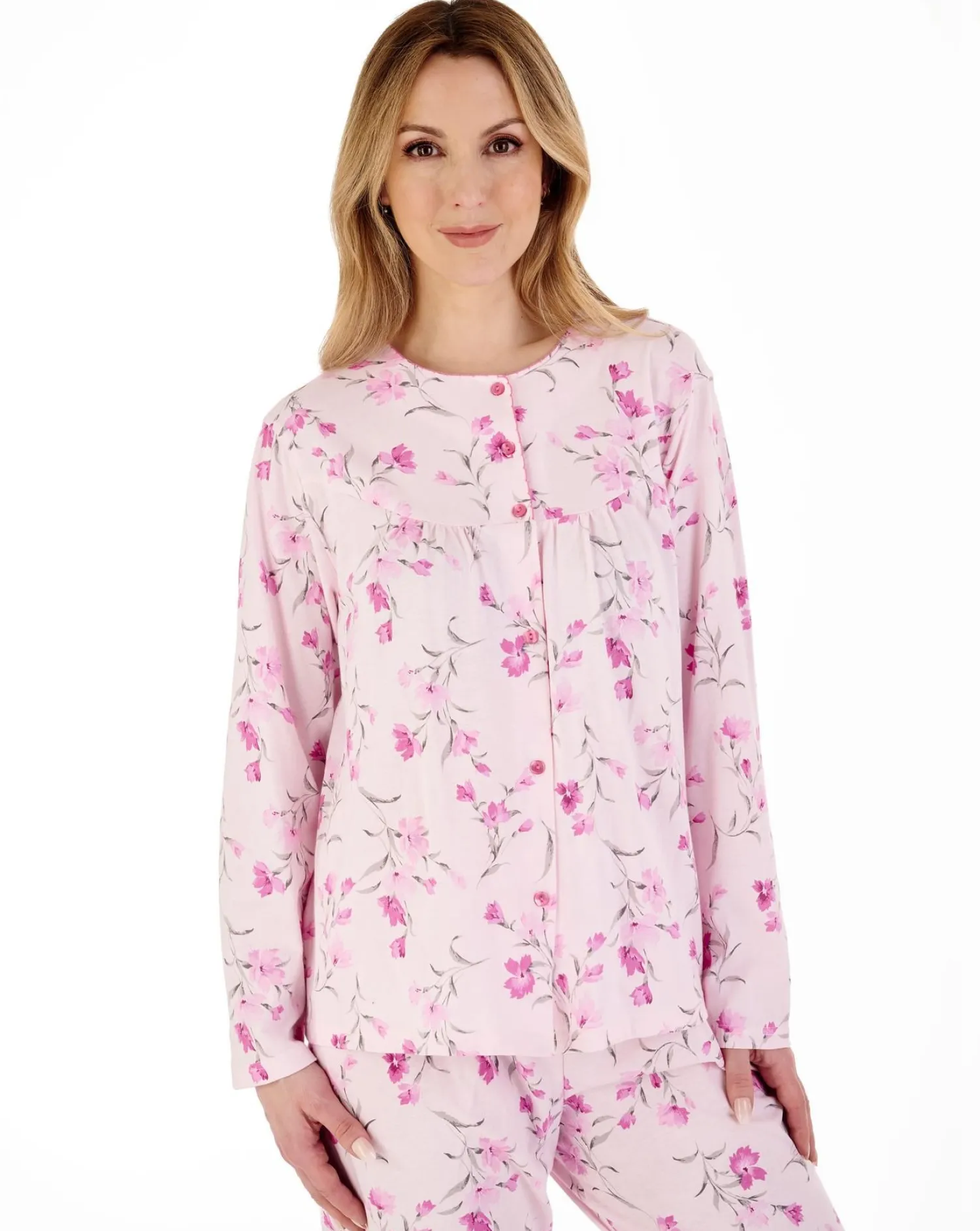 slenderella_long_sleeve_j_0.webp Slenderella Pyjamas | Long Sleeve Jersey Button Pyjamas - Pink