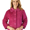 Slenderella Dressing Gowns | Mini Waffle Button Bed Jacket - Raspberry