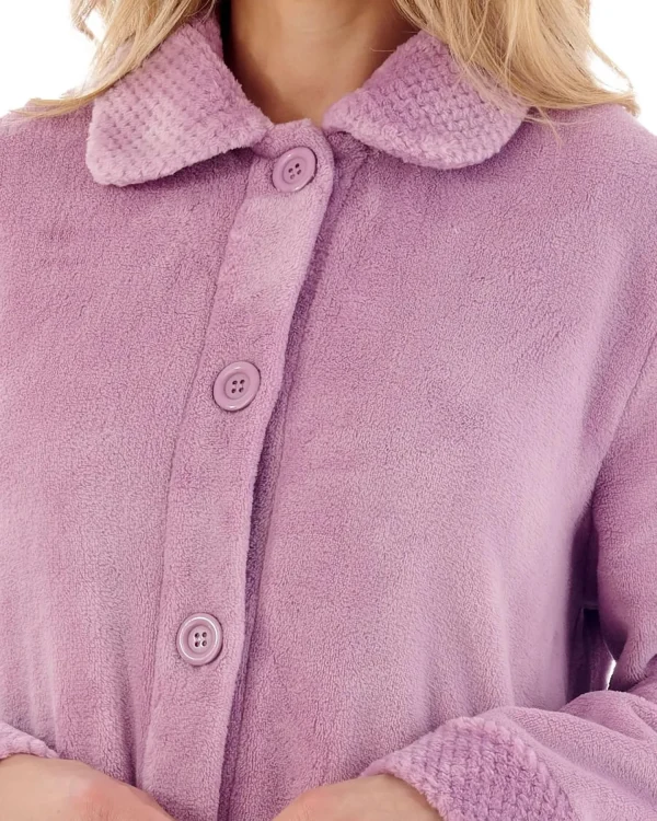 Slenderella Dressing Gowns | Mini Waffle Button Dressing Gown - Heather